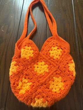 Hand-Crocheted Orange & Yellow Shoulder Bag